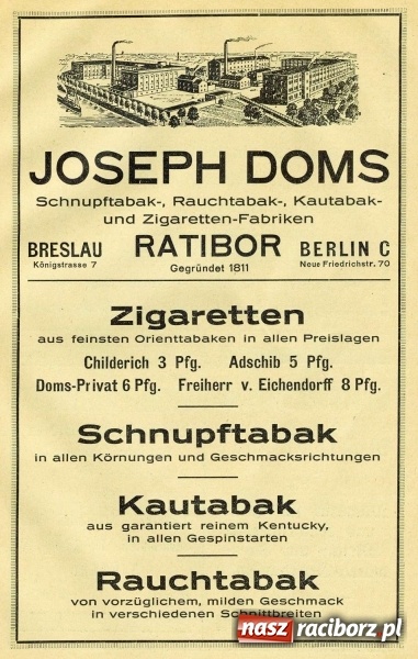 Zdjęcie w galerii na portalu naszraciborz.pl: Raciborskie imperium tytoniowe Domsów na starej fotografii  wiadomości z regionu