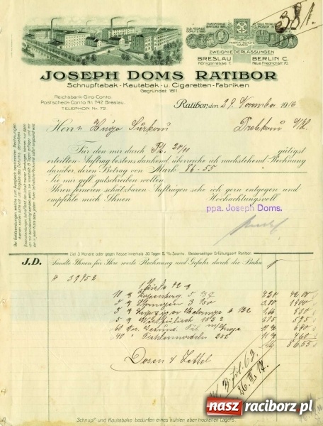 Zdjęcie w galerii na portalu naszraciborz.pl: Raciborskie imperium tytoniowe Domsów na starej fotografii  wiadomości z regionu