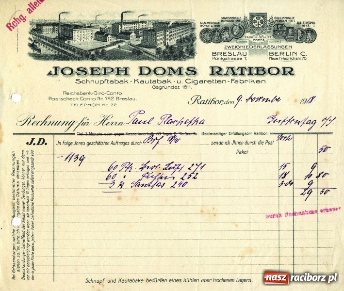 Zdjęcie w galerii na portalu naszraciborz.pl: Raciborskie imperium tytoniowe Domsów na starej fotografii  wiadomości z regionu