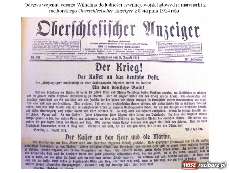 Zdjęcie w galerii na portalu naszraciborz.pl: Racibórz i ziemia raciborska w okresie wielkiej wojny 1914-1918 cz. 9  wiadomości z regionu