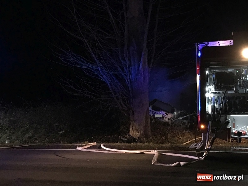 Zdjęcie w galerii na portalu naszraciborz.pl: Tragedia na drodze Racibórz Markowice-Babice. Opel uderzył w drzewo i stanął w płomieniach. Nie żyje 16-letnia dziewczyna wiadomości z regionu