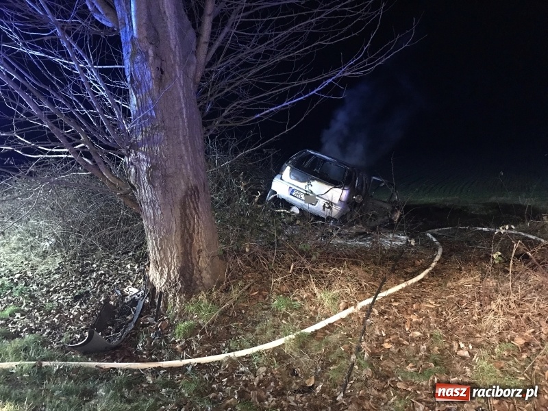 Zdjęcie w galerii na portalu naszraciborz.pl: Tragedia na drodze Racibórz Markowice-Babice. Opel uderzył w drzewo i stanął w płomieniach. Nie żyje 16-letnia dziewczyna wiadomości z regionu