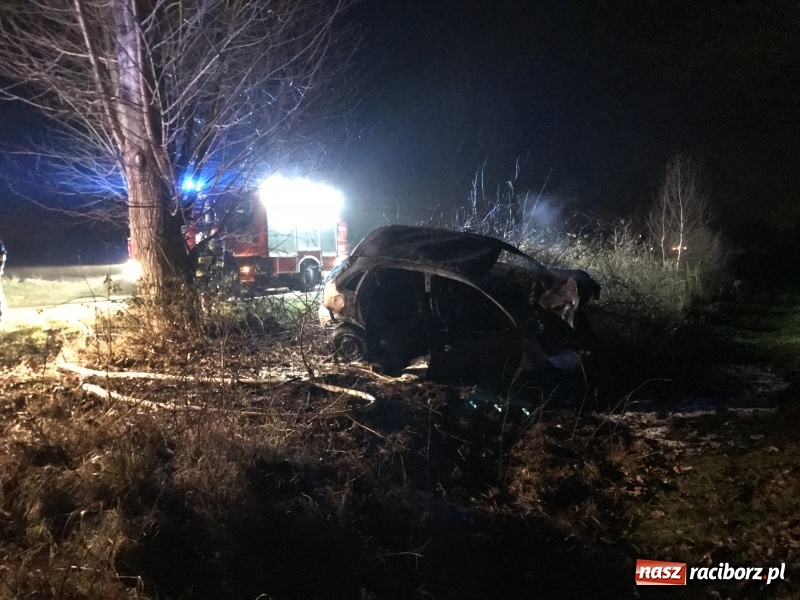 Zdjęcie w galerii na portalu naszraciborz.pl: Tragedia na drodze Racibórz Markowice-Babice. Opel uderzył w drzewo i stanął w płomieniach. Nie żyje 16-letnia dziewczyna wiadomości z regionu