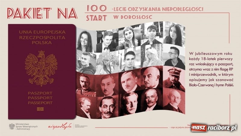 Zdjęcie w galerii na portalu naszraciborz.pl: Pakiet na 100-lecie odzyskania niepodległości dla 18-latków, którzy pierwszy raz otrzymają paszport wiadomości z regionu