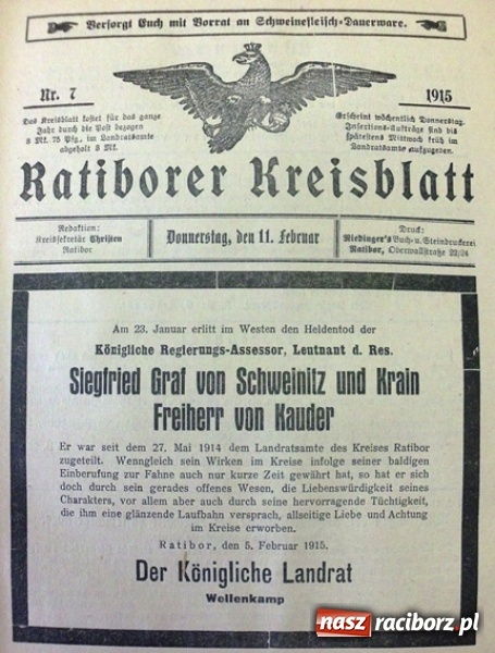 Zdjęcie w galerii na portalu naszraciborz.pl: Racibórz i ziemia raciborska w okresie wielkiej wojny 1914-1918 cz. 13 wiadomości z regionu