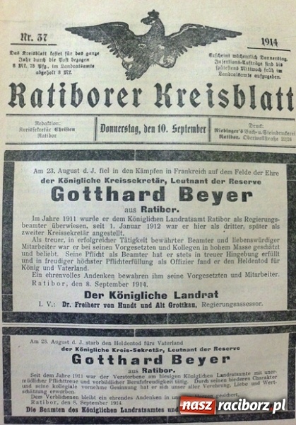 Zdjęcie w galerii na portalu naszraciborz.pl: Racibórz i ziemia raciborska w okresie wielkiej wojny 1914-1918 cz. 13 wiadomości z regionu
