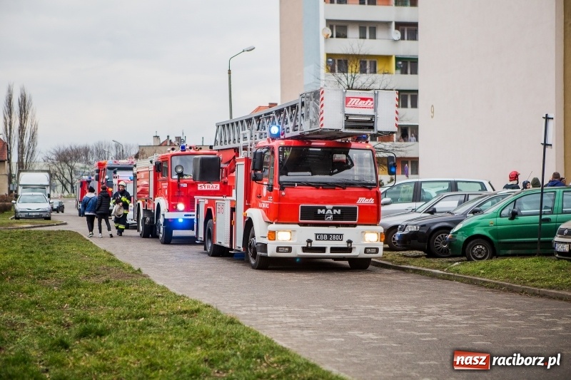 Zdjęcie w galerii na portalu naszraciborz.pl: Akcja strażaków na Mysłowickiej. Zadymienie w wieżowcu  wiadomości z regionu