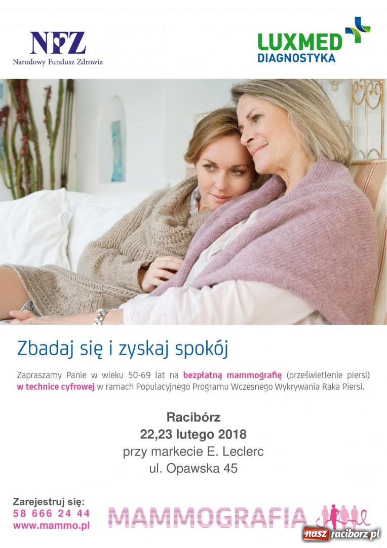 Zdjęcie w galerii na portalu naszraciborz.pl: Masz 50-69 lat? Zrobiłaś już mammografię? Jeśli nie, skorzystaj z okazji do badania w Raciborzu wiadomości z regionu