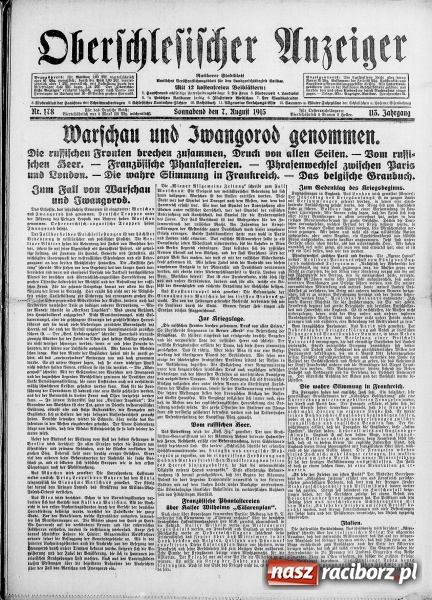 Zdjęcie w galerii na portalu naszraciborz.pl: Racibórz i ziemia raciborska w okresie wielkiej wojny 1914-1918 cz. 20  wiadomości z regionu