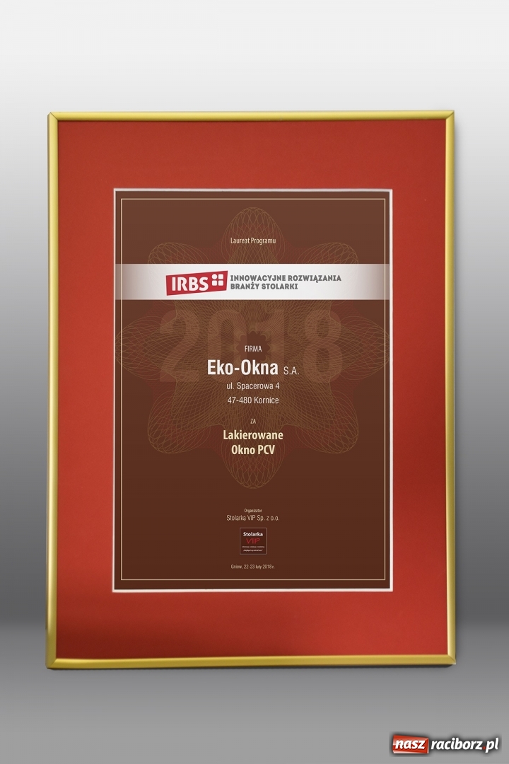 Zdjęcie w galerii na portalu naszraciborz.pl: Eko-Okna wyróżnione za innowacyjne podejście do produkcji stolarki wiadomości z regionu