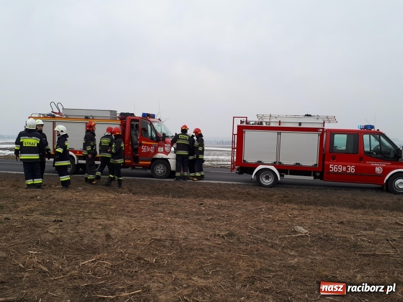 Zdjęcie w galerii na portalu naszraciborz.pl: Kolizja na DK45 Racibórz-Bieńkowice. 27-latek zjechał z drogi, aby uniknąć zderzenia, a następnie dachował  wiadomości z regionu