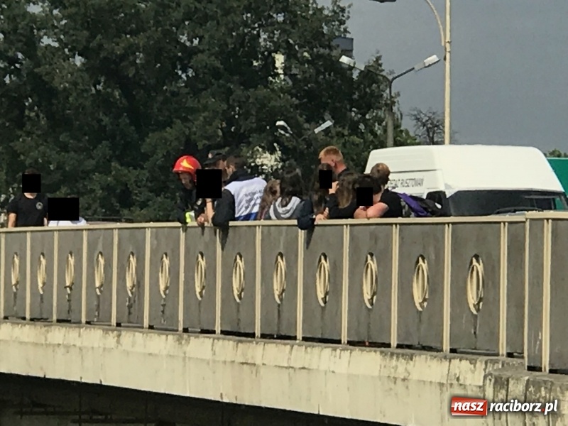 Zdjęcie w galerii na portalu naszraciborz.pl: Akcja na moście Zamkowym. Strażacy ratowali dziewczynę, która chciała skoczyć do Odry wiadomości z regionu