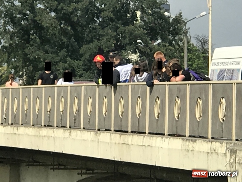 Zdjęcie w galerii na portalu naszraciborz.pl: Akcja na moście Zamkowym. Strażacy ratowali dziewczynę, która chciała skoczyć do Odry wiadomości z regionu