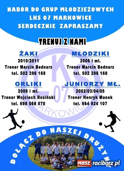 Zdjęcie w galerii na portalu naszraciborz.pl: Chcesz grać w piłkę? Dołącz do LKS 07 Markowice wiadomości z regionu