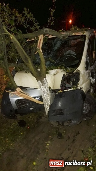 Zdjęcie w galerii na portalu naszraciborz.pl: Zderzenie na Hulczyńskiej w Raciborzu. Pijany Ukrainiec uderzył w drzewo w Makowie wiadomości z regionu