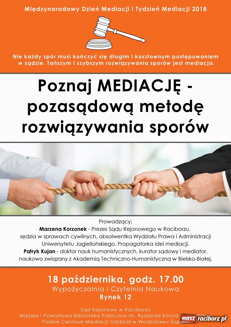 Zdjęcie w galerii na portalu naszraciborz.pl: Poznaj mediację. Sąd i biblioteka zapraszają na wykład  wiadomości z regionu