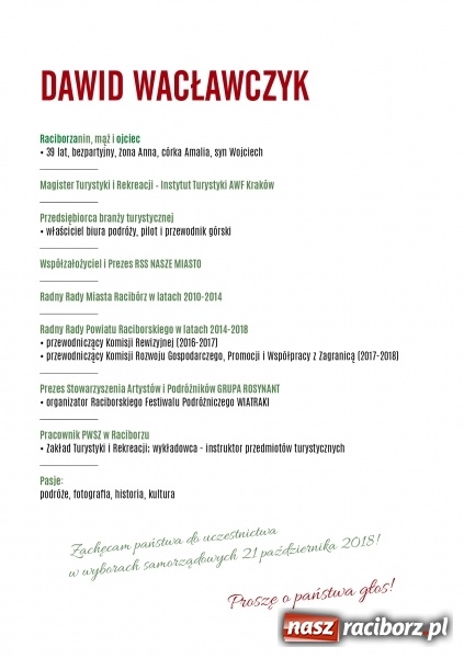Zdjęcie w galerii na portalu naszraciborz.pl: Dawid Wacławczyk: Kim jestem? Po co startuję?  wiadomości z regionu