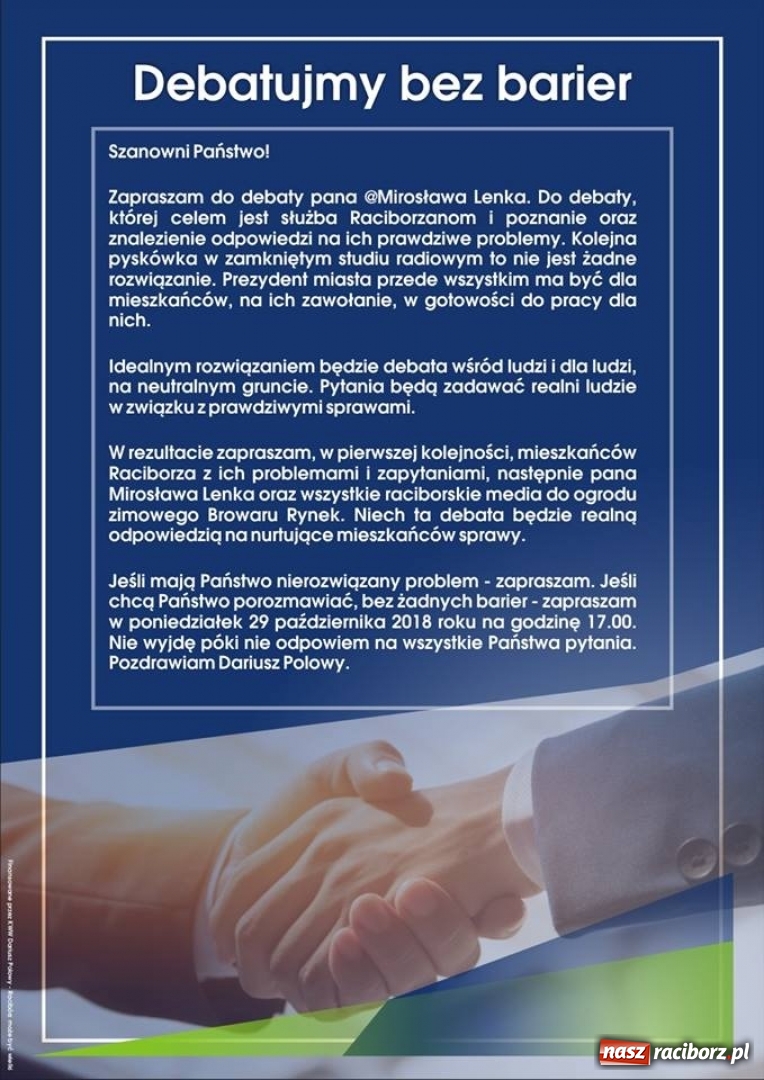 Zdjęcie w galerii na portalu naszraciborz.pl: Lenk kontra Polowy jak Duda kontra Komorowski? Na razie nic z tego! wiadomości z regionu