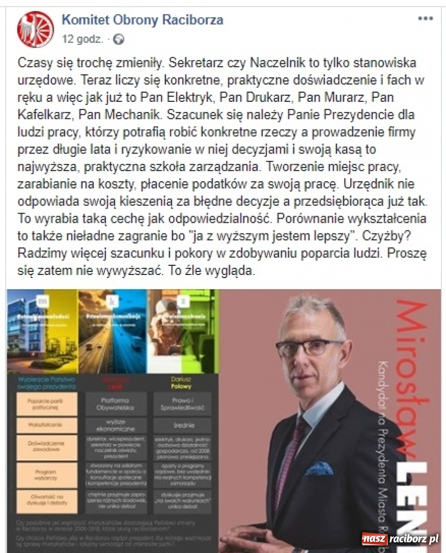 Zdjęcie w galerii na portalu naszraciborz.pl: Ostra końcówka kampanii. Opozycja ostro o ulotce prezydenta, prezydent ostro o wizycie rywala  wiadomości z regionu