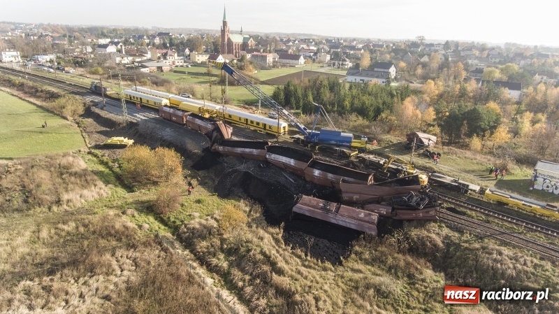 Zdjęcie w galerii na portalu naszraciborz.pl: Wykolejenie w Markowicach. Obraz z lotu ptaka  wiadomości z regionu