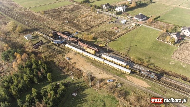 Zdjęcie w galerii na portalu naszraciborz.pl: Wykolejenie w Markowicach. Obraz z lotu ptaka  wiadomości z regionu