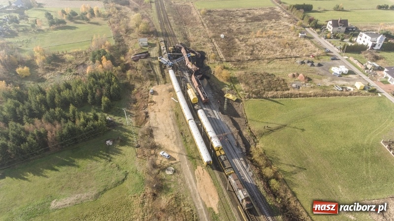 Zdjęcie w galerii na portalu naszraciborz.pl: Wykolejenie w Markowicach. Obraz z lotu ptaka  wiadomości z regionu