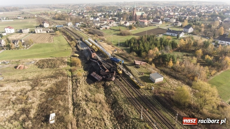 Zdjęcie w galerii na portalu naszraciborz.pl: Wykolejenie w Markowicach. Obraz z lotu ptaka  wiadomości z regionu