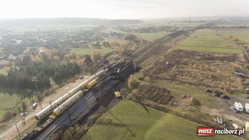 Zdjęcie w galerii na portalu naszraciborz.pl: Wykolejenie w Markowicach. Obraz z lotu ptaka  wiadomości z regionu