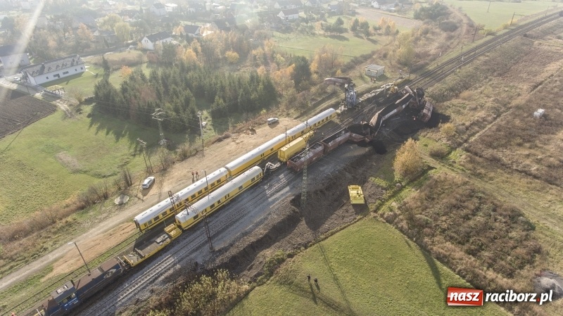 Zdjęcie w galerii na portalu naszraciborz.pl: Wykolejenie w Markowicach. Obraz z lotu ptaka  wiadomości z regionu