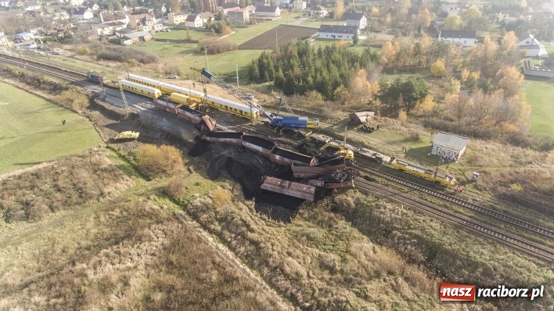 Zdjęcie w galerii na portalu naszraciborz.pl: Wykolejenie w Markowicach. Obraz z lotu ptaka  wiadomości z regionu
