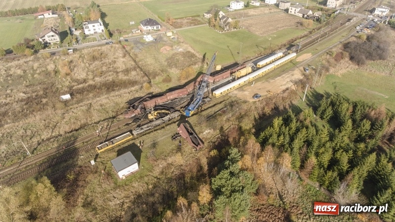 Zdjęcie w galerii na portalu naszraciborz.pl: Wykolejenie w Markowicach. Obraz z lotu ptaka  wiadomości z regionu