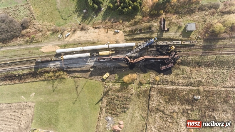 Zdjęcie w galerii na portalu naszraciborz.pl: Wykolejenie w Markowicach. Obraz z lotu ptaka  wiadomości z regionu