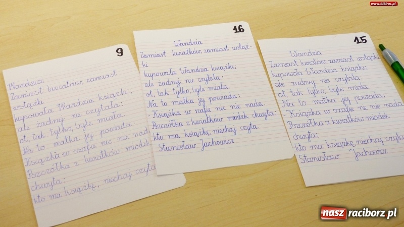 Zdjęcie w galerii na portalu naszraciborz.pl: Powiatowy Konkurs Pięknego Pisania Zostań Mistrzem kaligrafii wiadomości z regionu