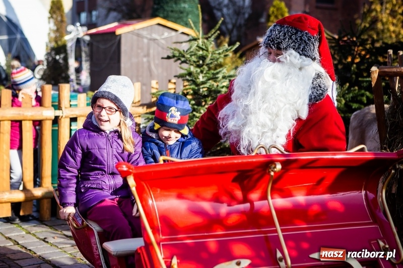 Zdjęcie w galerii na portalu naszraciborz.pl: Zagroda z Mikołajem i żywymi reniferami na rynku wiadomości z regionu