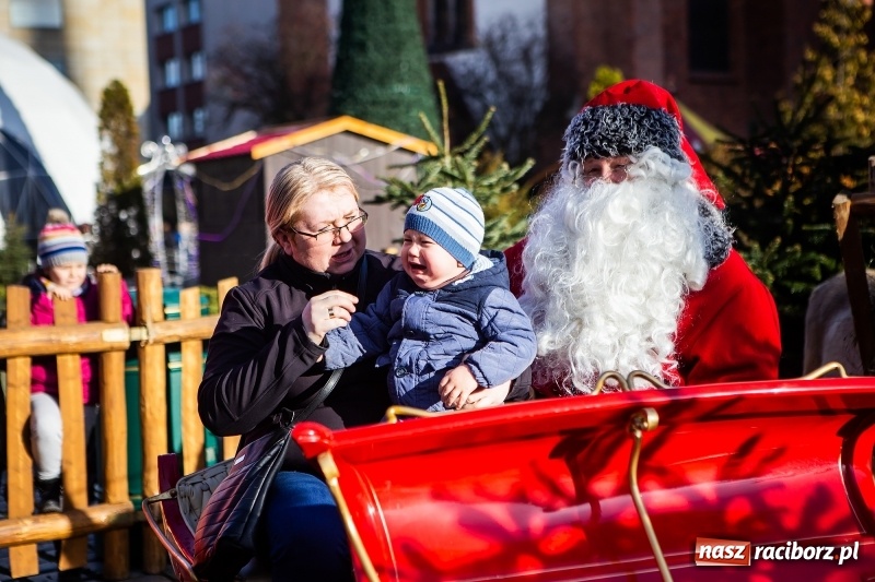 Zdjęcie w galerii na portalu naszraciborz.pl: Zagroda z Mikołajem i żywymi reniferami na rynku wiadomości z regionu