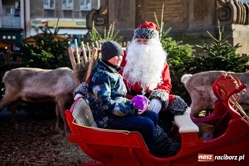 Zdjęcie w galerii na portalu naszraciborz.pl: Zagroda z Mikołajem i żywymi reniferami na rynku wiadomości z regionu