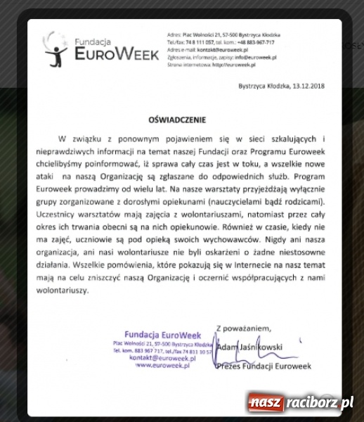 Zdjęcie w galerii na portalu naszraciborz.pl: Afera wokół EuroWeek. Na szkołę liderów wysyłano także dzieci z Raciborza wiadomości z regionu