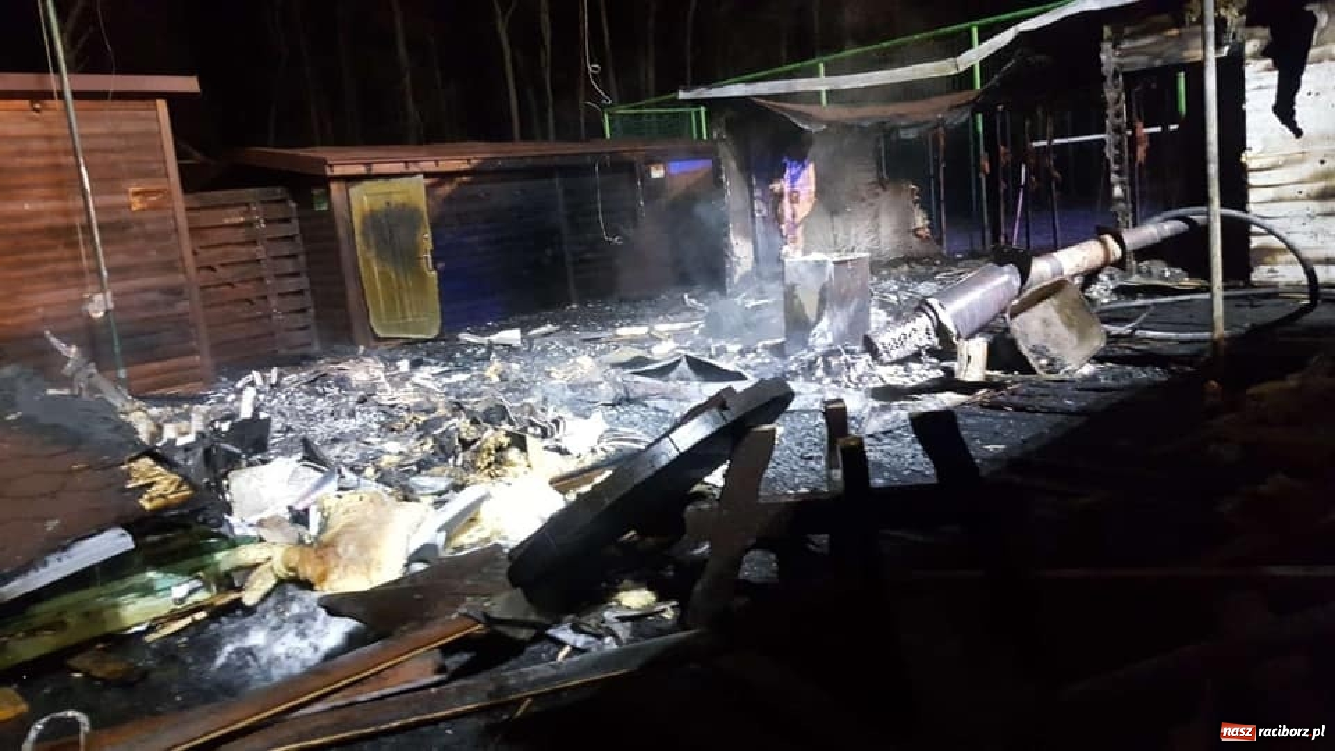 Zdjęcie w galerii na portalu naszraciborz.pl: Nocny pożar w ośrodku wypoczynkowym w Szymocicach. Paliły się pomieszczenia techniczne i kompleks SPA wiadomości z regionu