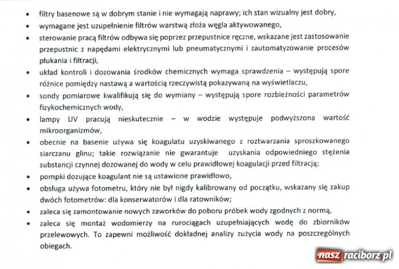 Zdjęcie w galerii na portalu naszraciborz.pl: NIE JEST DOBRZE! Dotarliśmy do raportu o filtrach w H2Ostróg  wiadomości z regionu