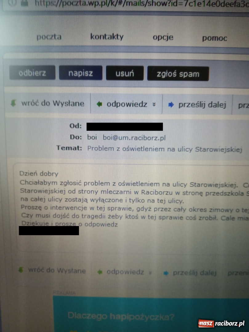 Zdjęcie w galerii na portalu naszraciborz.pl: Interwencja Czytelniczki. Świecą w dzień, gasną w ciemnościach! Może dojść do tragedii wiadomości z regionu