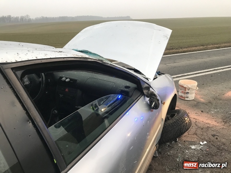 Zdjęcie w galerii na portalu naszraciborz.pl: Dachowanie audi na trasie Żerdziny-Kornice [FOTO] wiadomości z regionu