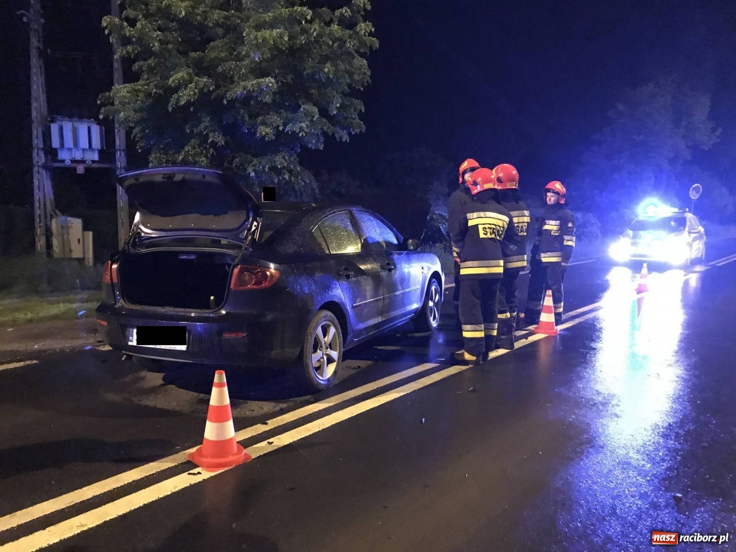 Zdjęcie w galerii na portalu naszraciborz.pl: BMW ścięło szpaler drzewek. Kierowca i pasażerowie mieli dużo szczęścia! wiadomości z regionu