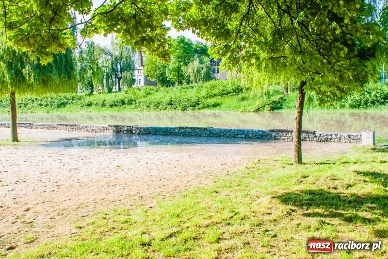 Zdjęcie w galerii na portalu naszraciborz.pl: Odra podtopiła plażę w parku Zamkowym  wiadomości z regionu