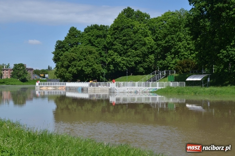 Zdjęcie w galerii na portalu naszraciborz.pl: Wezbranie 2019 - najwyższy stan na Odrze miejskiej. Wizyta komendanta głównego straży pożarnej wiadomości z regionu
