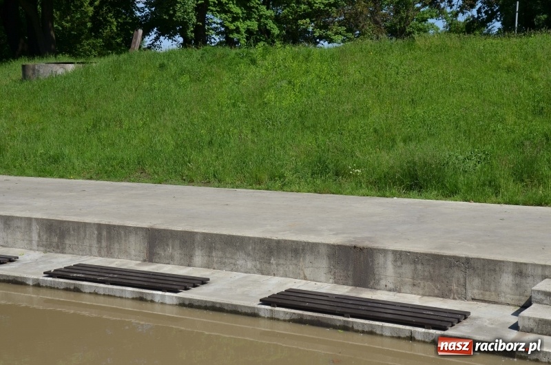 Zdjęcie w galerii na portalu naszraciborz.pl: Wezbranie 2019 - najwyższy stan na Odrze miejskiej. Wizyta komendanta głównego straży pożarnej wiadomości z regionu