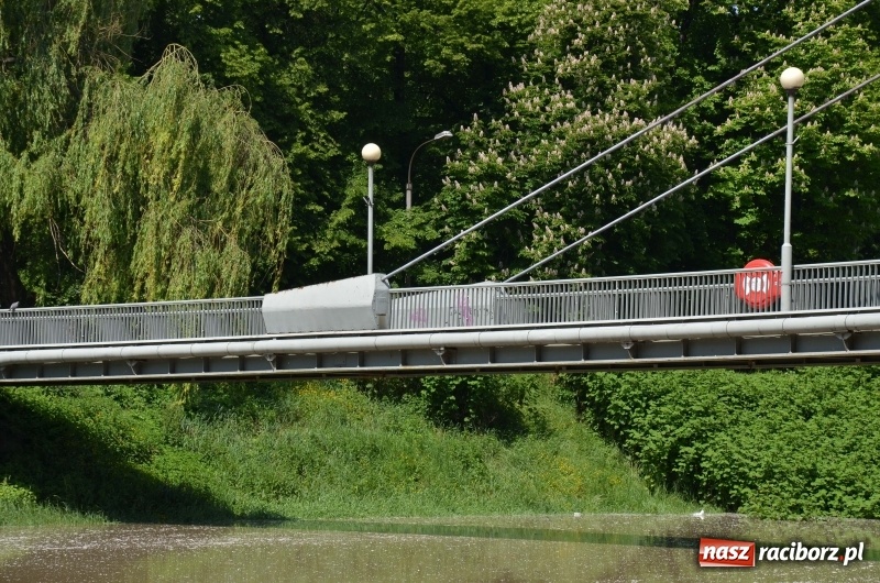 Zdjęcie w galerii na portalu naszraciborz.pl: Wezbranie 2019 - najwyższy stan na Odrze miejskiej. Wizyta komendanta głównego straży pożarnej wiadomości z regionu