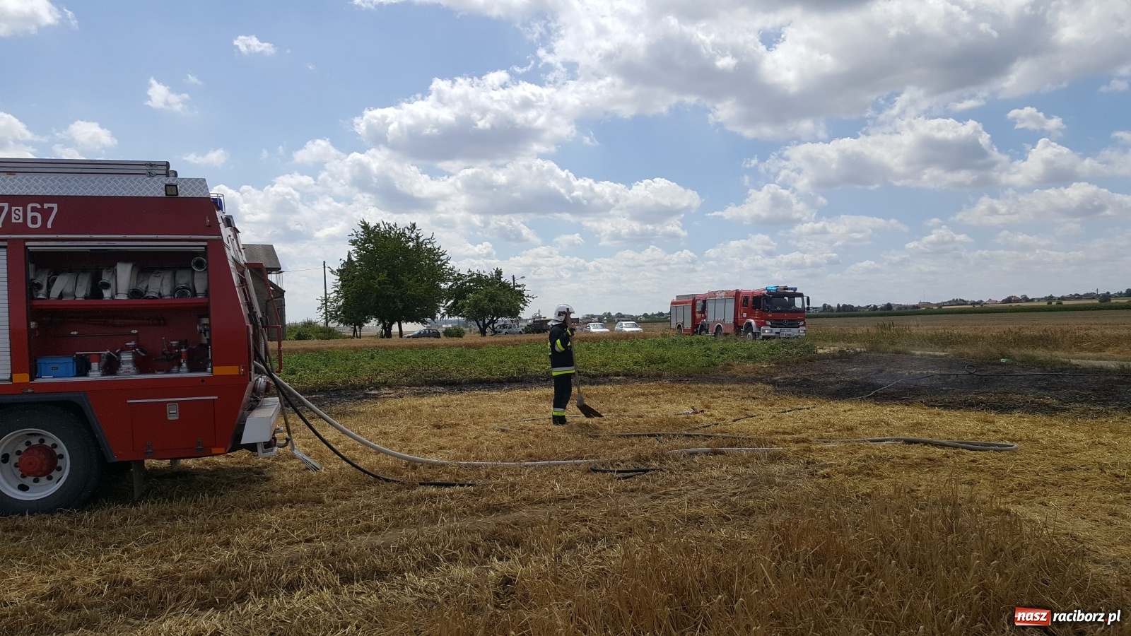 Zdjęcie w galerii na portalu naszraciborz.pl: Pożar ścierniska w Bieńkowicach  wiadomości z regionu