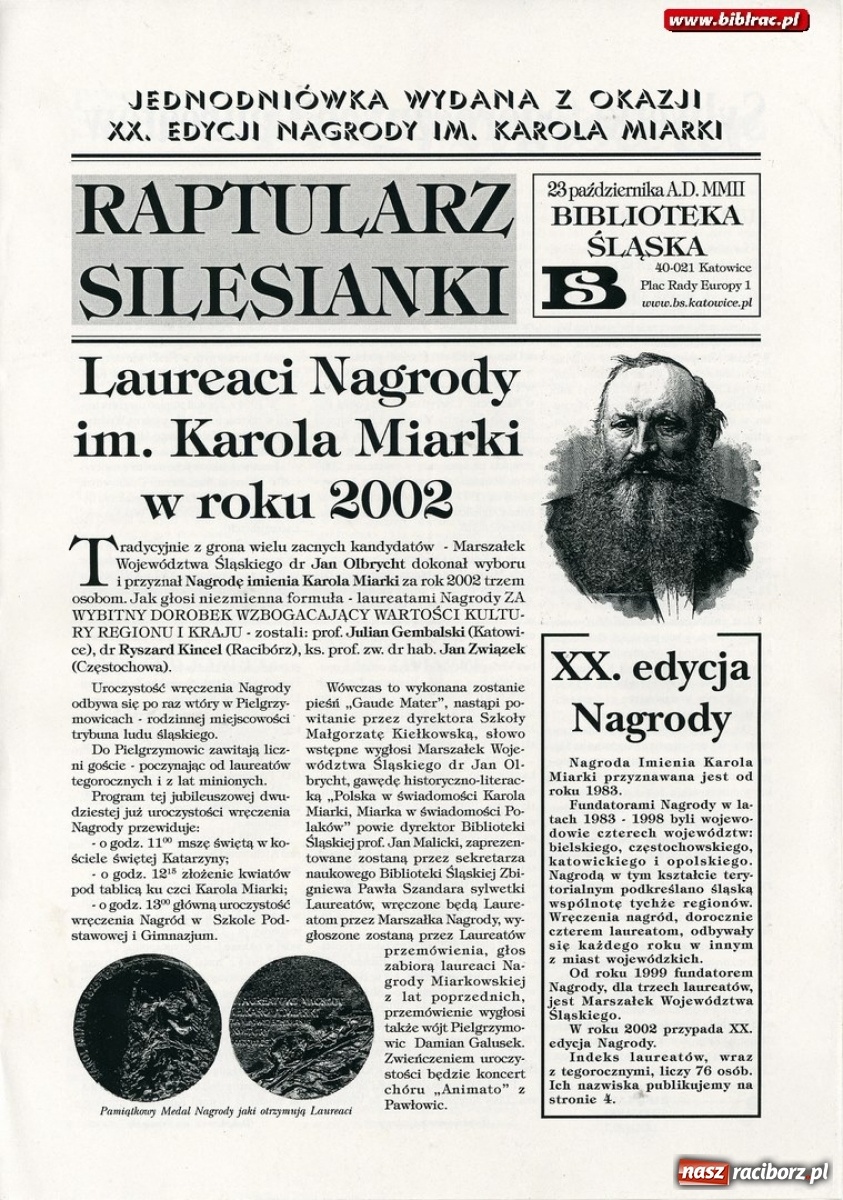 Zdjęcie w galerii na portalu naszraciborz.pl: Pamięci Ryszarda Kincla w 15 rocznicę śmierci  wiadomości z regionu