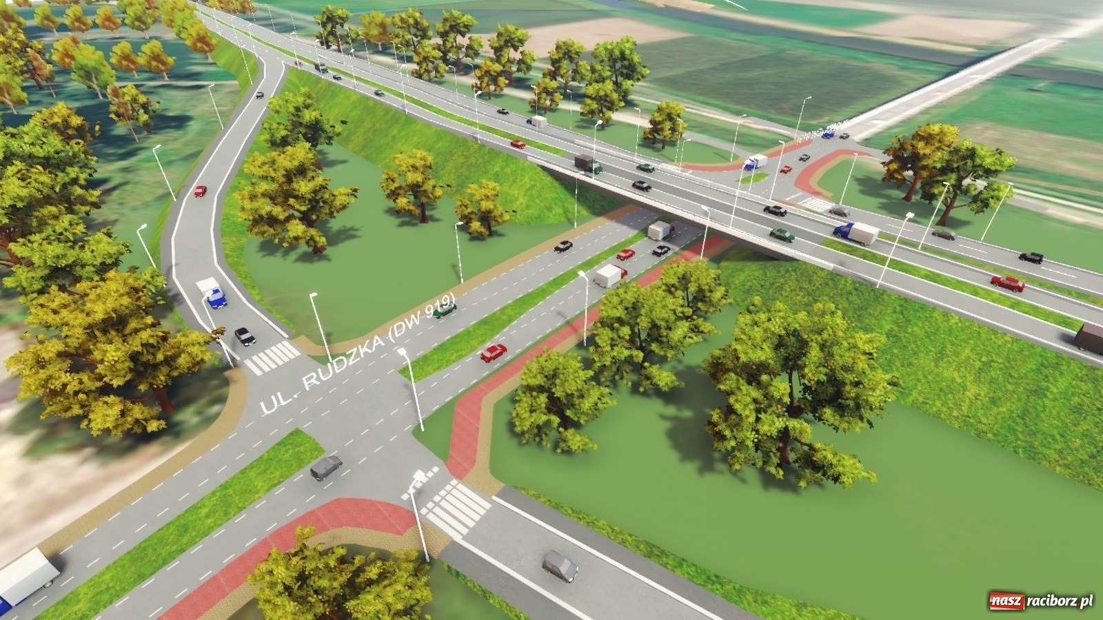 Zdjęcie w galerii na portalu naszraciborz.pl: Tak docelowo będzie wyglądał węzeł drogowy na Rudzkiej przed Ulgą wiadomości z regionu