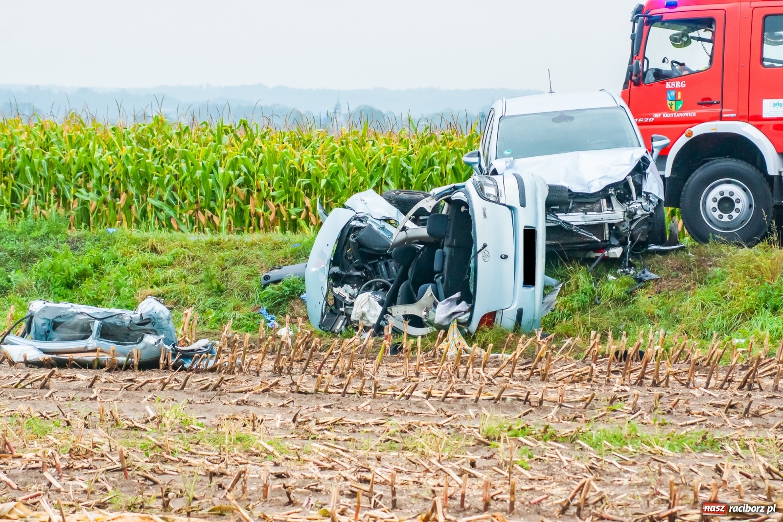 Zdjęcie w galerii na portalu naszraciborz.pl: Śmiertelny wypadek na DK 45. Zginęła 47-latka kierującą toyotą [FOTO] wiadomości z regionu